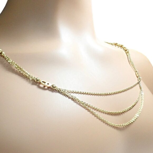 Vintage! Christian Dior Solid 18k Gold CD Three Strand 28" Long Necklace Germany - Picture 3 of 14